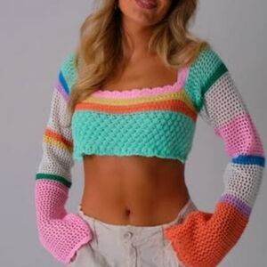 Rainbow Crochet Crop Top